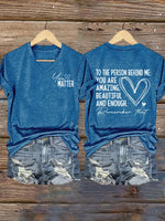 Women’s Dear Person Behind Me You Matter Print V Neck T-shirt Blue / S