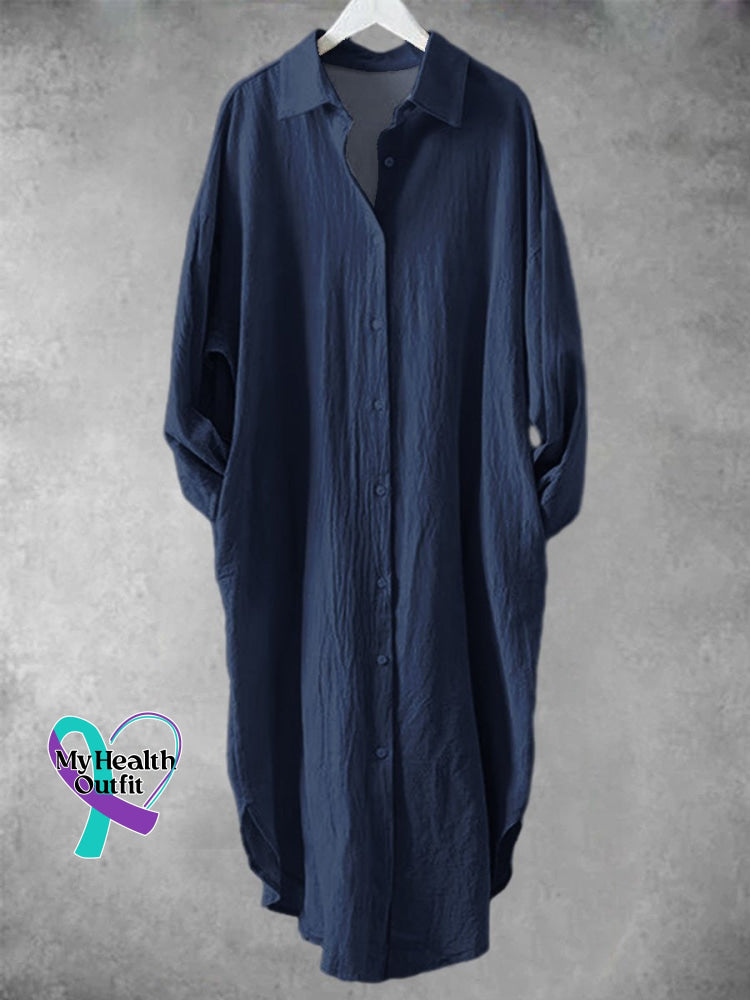 Women’s Eight Colors Available Art Print Long Pocket Skirt Navy Blue / S