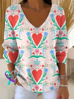 Women’s Heart Art Casual Pullover Sweater Multicolor / S