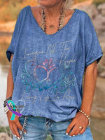 Women’s Imagine Hippie People Living Life In Peace And Love Print T-Shirt Blue / S