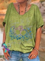 Women’s Imagine Hippie People Living Life In Peace And Love Print T-Shirt Green / S