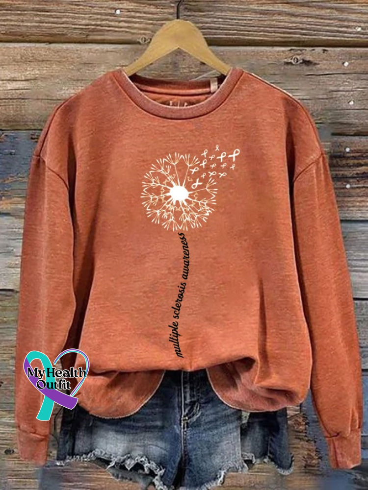Women’s In March We Wear Orange Dandelion M.s Awareness Printed Sweatshirt / S