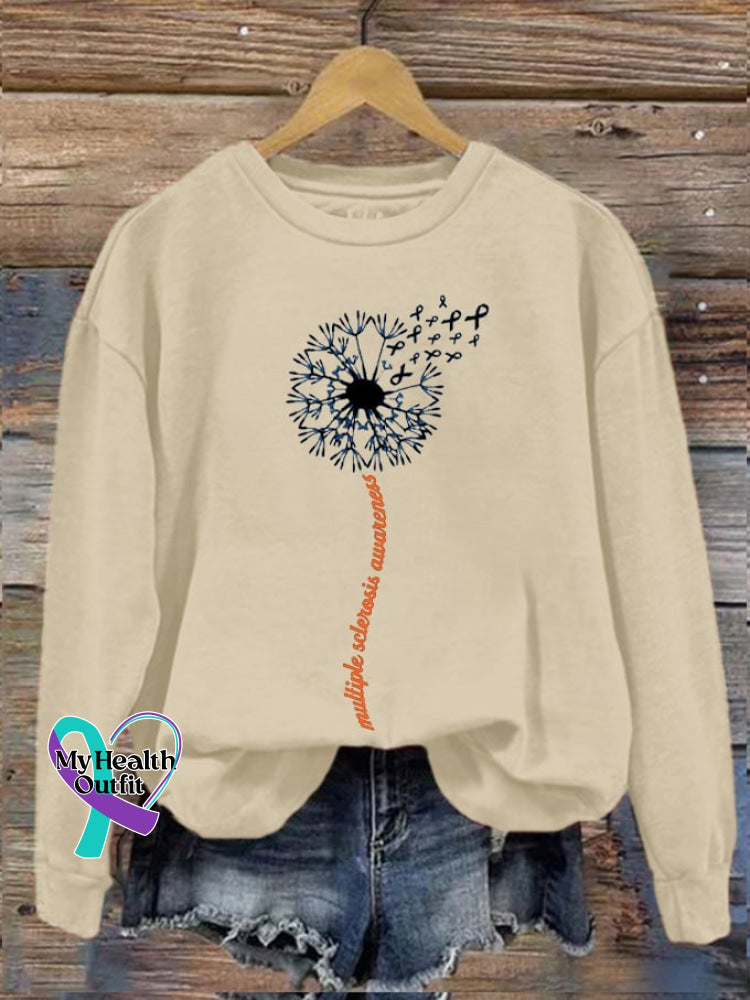 Women’s In March We Wear Orange Dandelion M.s Awareness Printed Sweatshirt Apricot / S