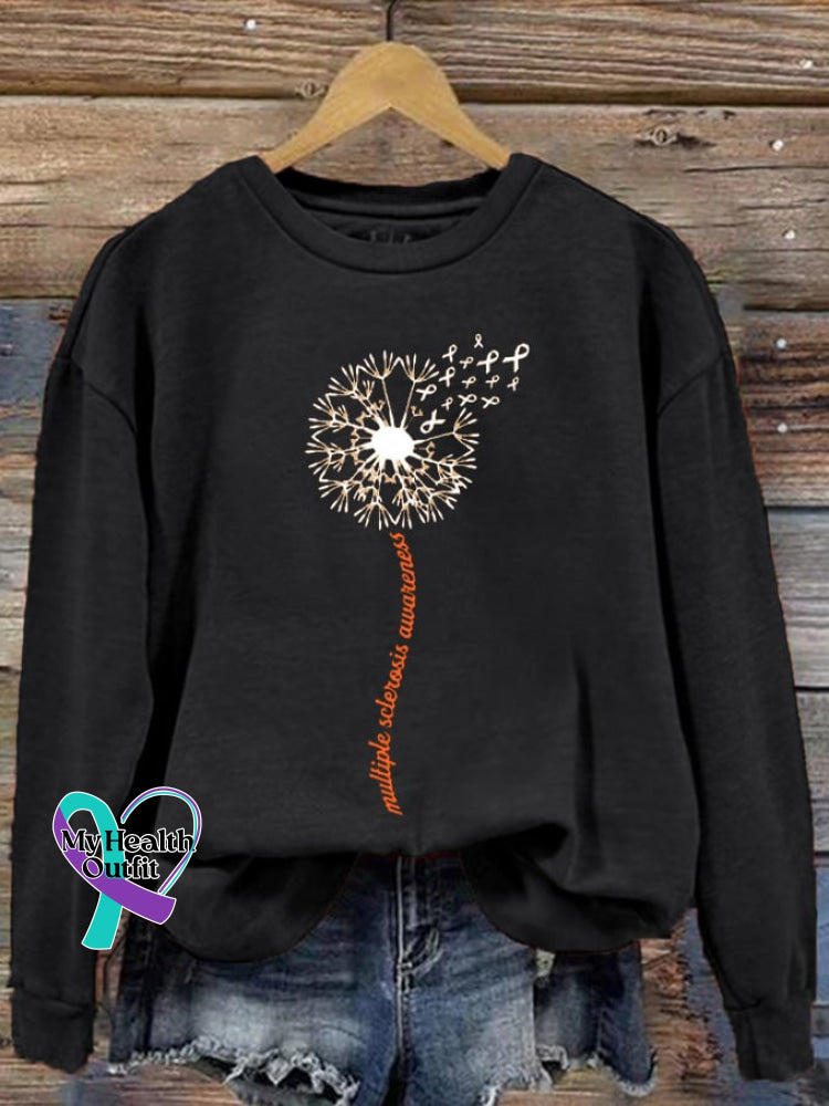 Women’s In March We Wear Orange Dandelion M.s Awareness Printed Sweatshirt Black / S