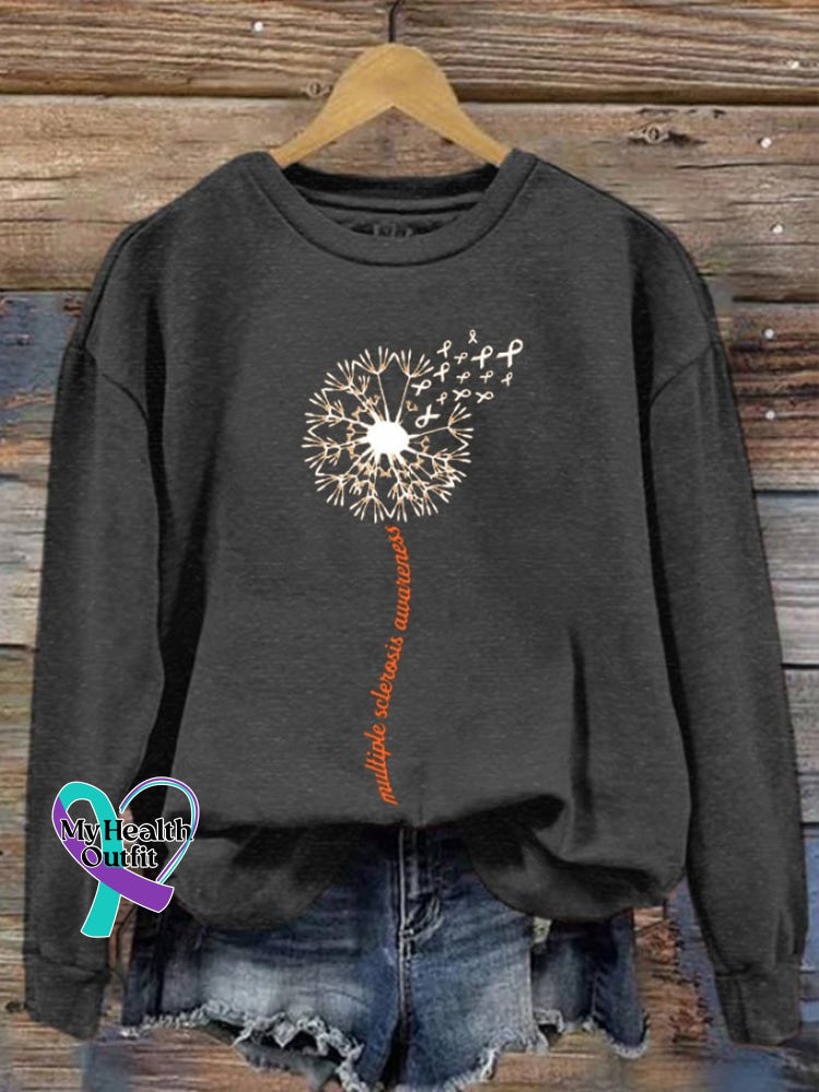 Women’s In March We Wear Orange Dandelion M.s Awareness Printed Sweatshirt Dark Grey / S