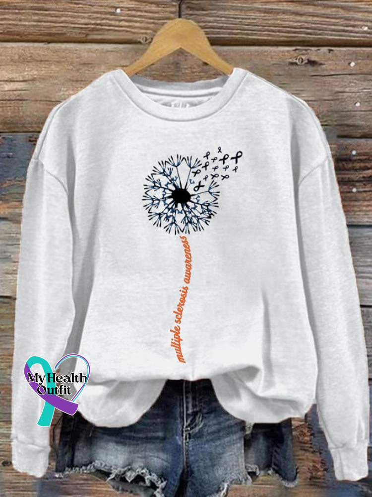 Women’s In March We Wear Orange Dandelion M.s Awareness Printed Sweatshirt White / S