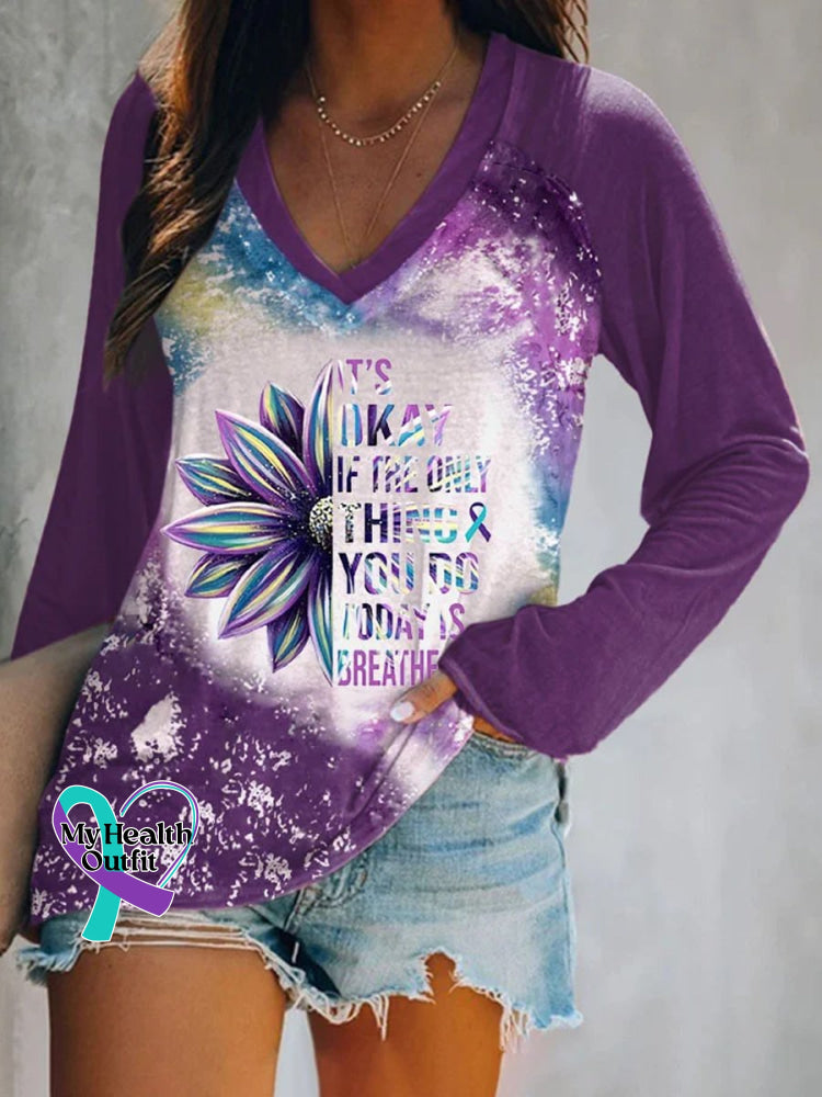 Women’s It’s Okay If The Only Thing You Do Today Is Breathe Long Sleeve Tops Multicolor / S