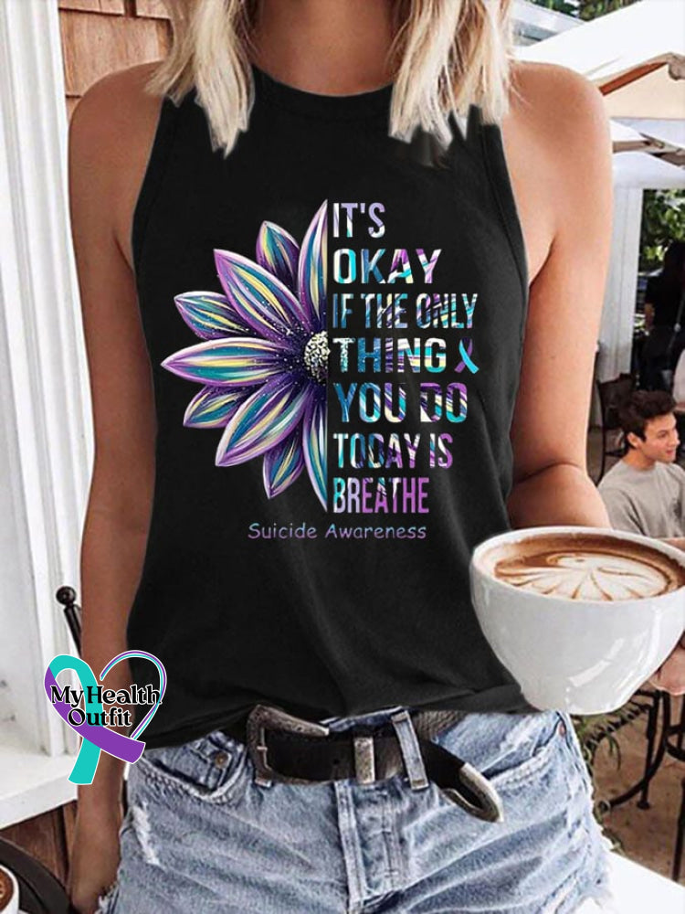 Women’s It’s Okay If The Only Thing You Do Today Is Breathe Print Classic Vest Black / S