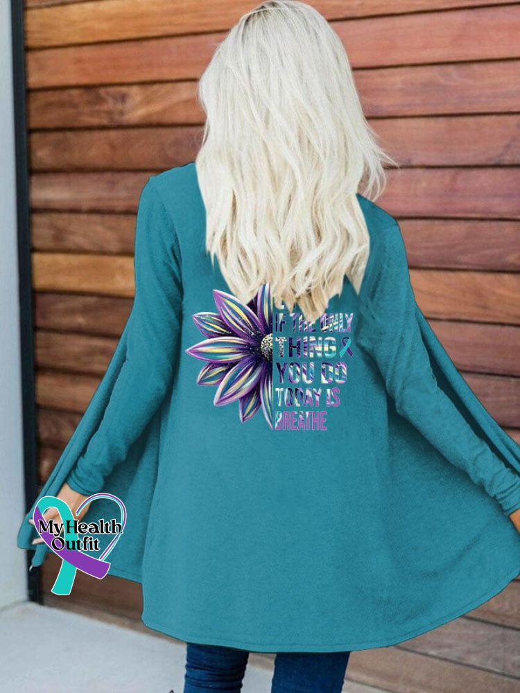 Women’s It’s Okay If The Only Thing You Do Today Is Breathe Sunflower Print Long-Sleeved