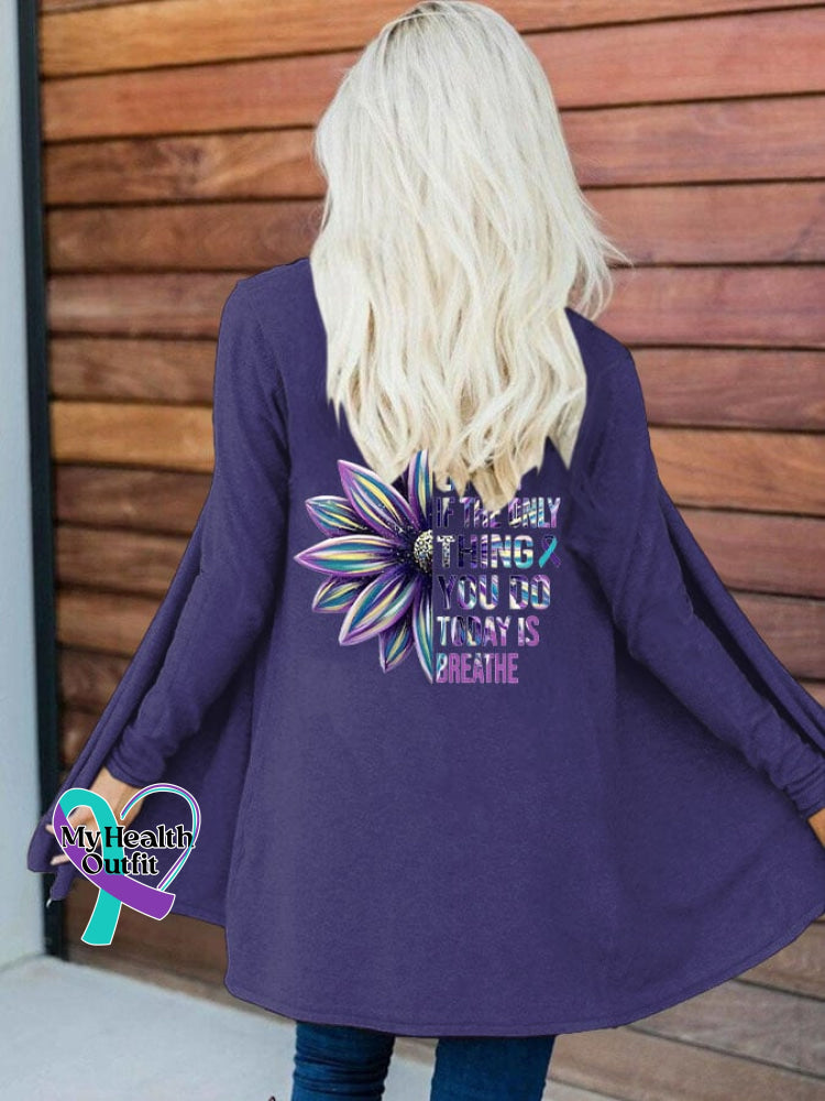 Women’s It’s Okay If The Only Thing You Do Today Is Breathe Sunflower Print Long-Sleeved