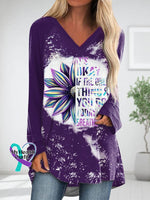 Women’s It’s Okay If The Only Thing You Do Today Is Breathe Sunflower V-Neck Long Sleeve