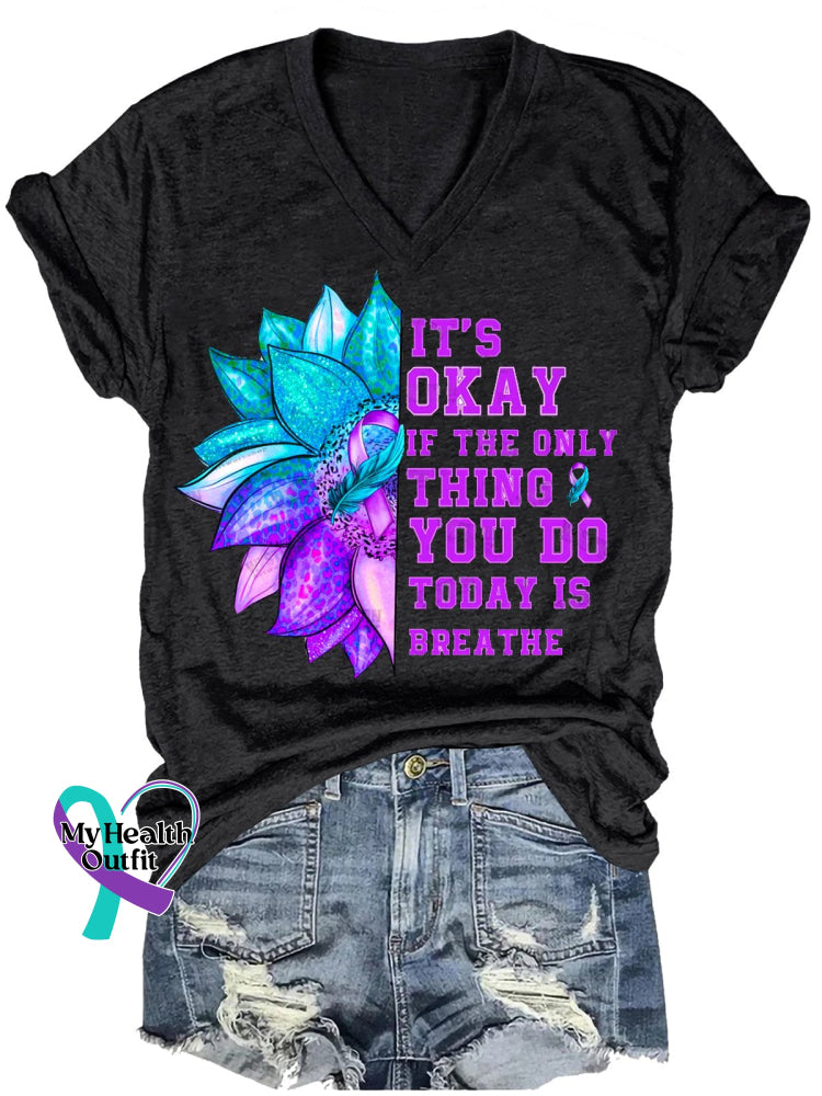 Women’s It’s Okay If The Only Thing You Do Today Is Breathe T-Shirt Black / S