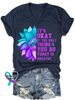 Women’s It’s Okay If The Only Thing You Do Today Is Breathe T-Shirt Navy / S