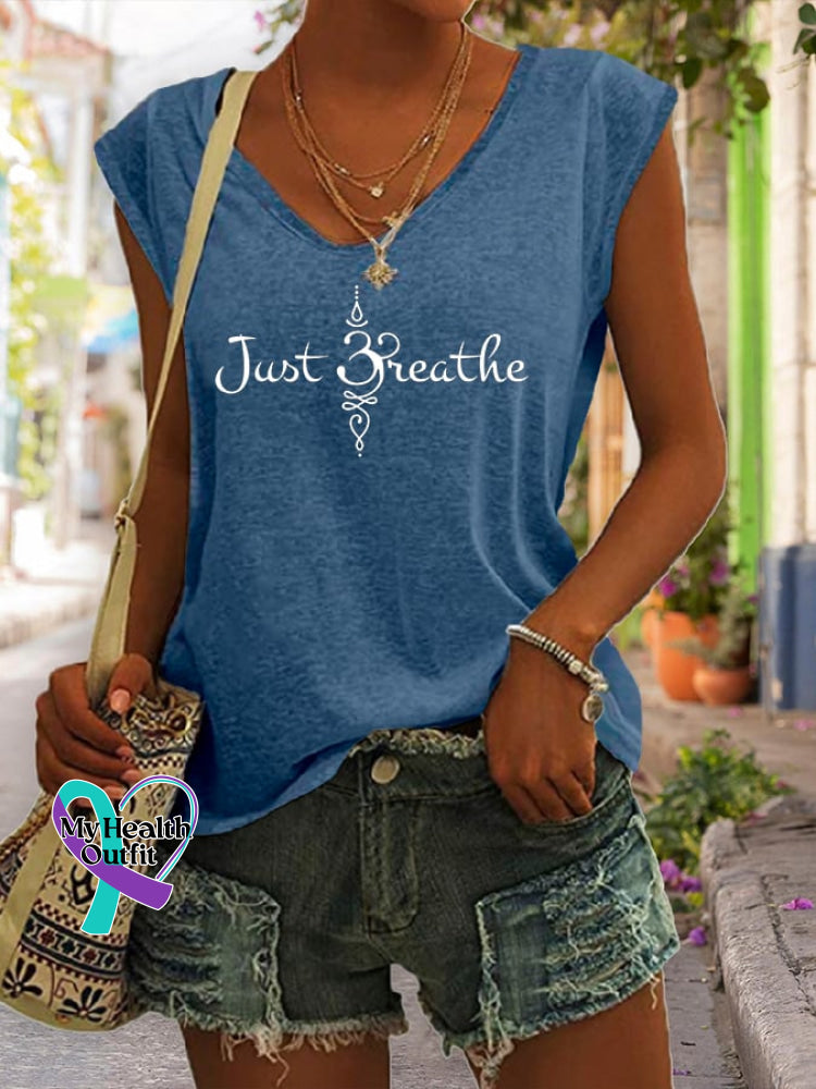 Women’s Just Breathe Print Tank Top Blue / S