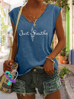 Women’s Just Breathe Print Tank Top Blue / S