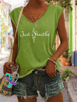 Women’s Just Breathe Print Tank Top Green / S