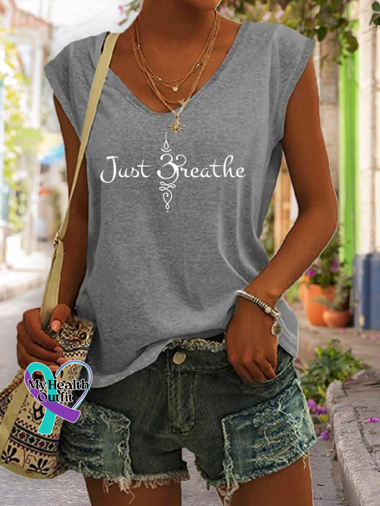 Women’s Just Breathe Print Tank Top Grey / S