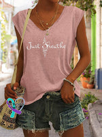 Women’s Just Breathe Print Tank Top Pink / S
