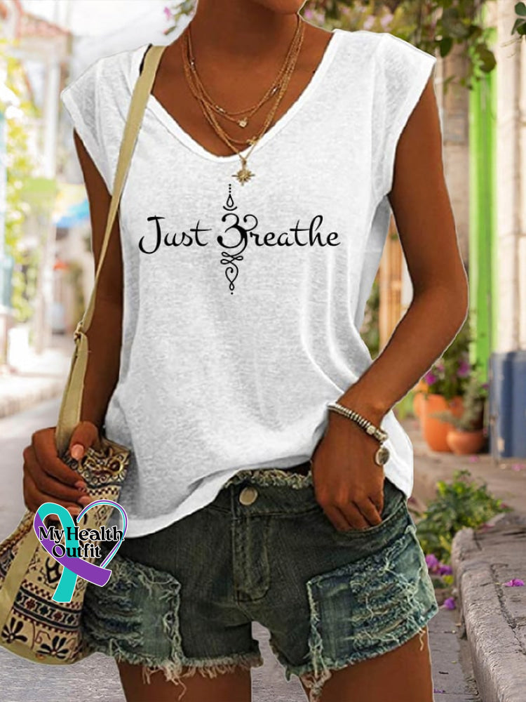 Women’s Just Breathe Print Tank Top White / S