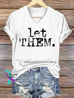 Women’s Let Them Art V-neck Casual T-Shirt White / S