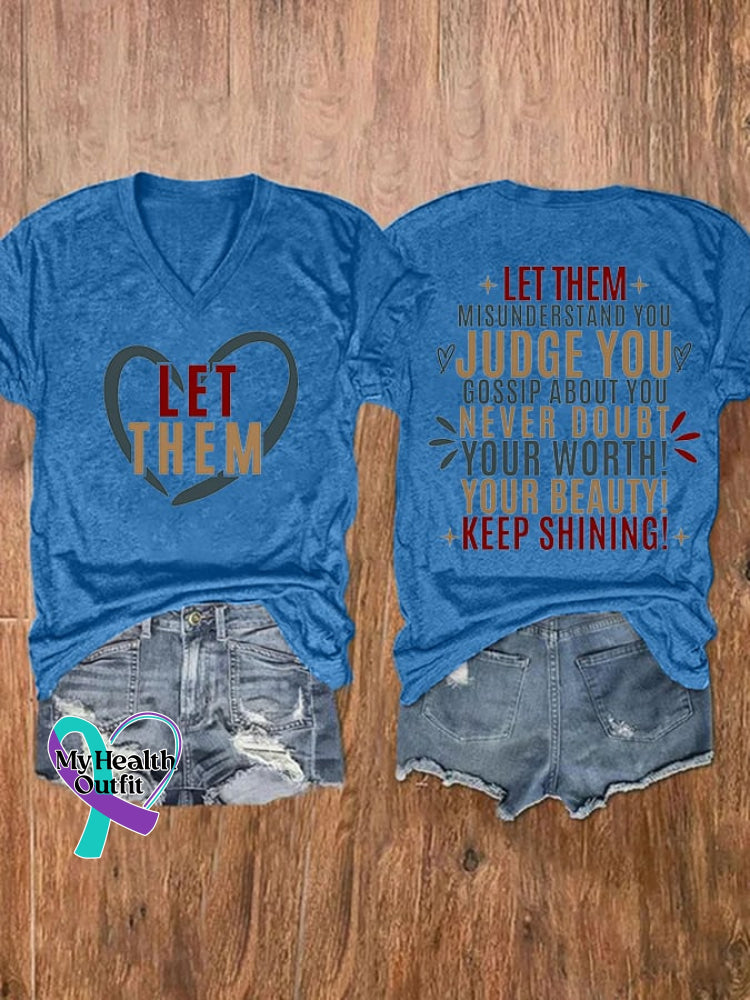 Women’s Let Them Printe Casual T-Shirt Blue / S