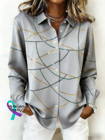 Women’s Mardi Gras Print Casual Cotton Shirt Grey / S