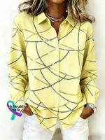 Women’s Mardi Gras Print Casual Cotton Shirt Yellow / S
