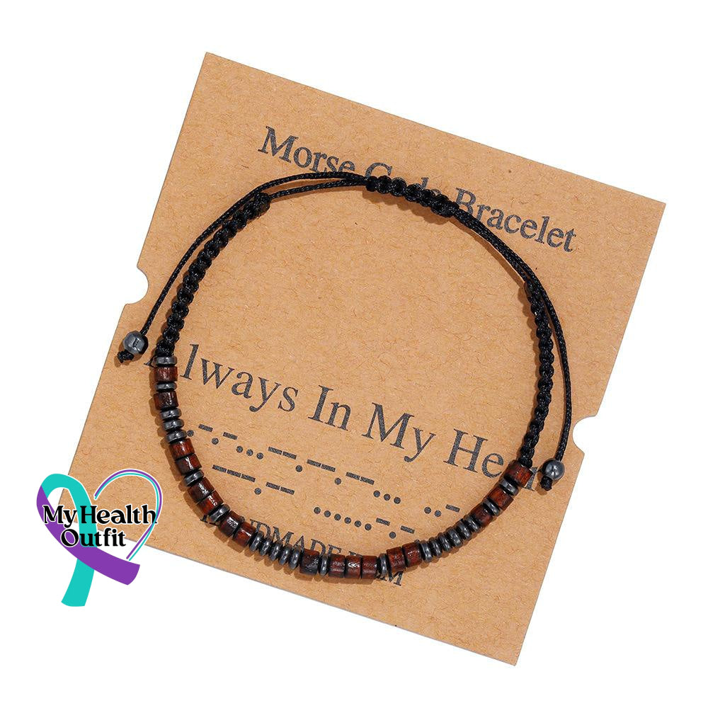 Women’s Men’s Unisex Morse Code Alphanumeric Weave Couple Bracelet Always In My Heart