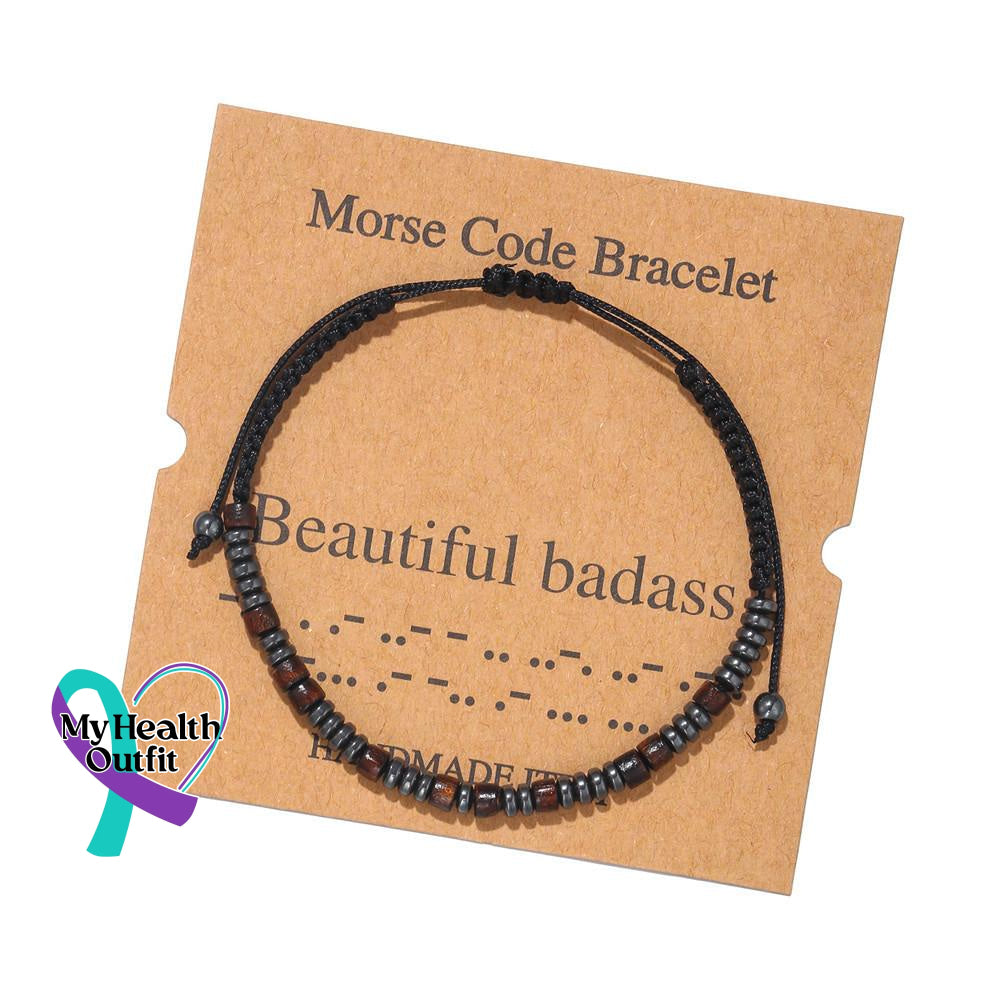 Women’s Men’s Unisex Morse Code Alphanumeric Weave Couple Bracelet Beautiful Badass
