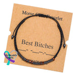 Women’s Men’s Unisex Morse Code Alphanumeric Weave Couple Bracelet Best Bitches
