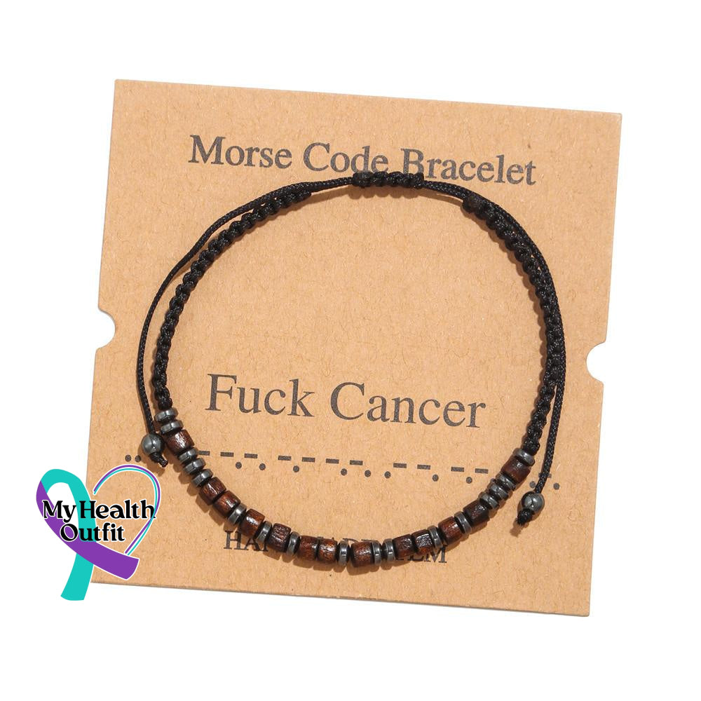 Women’s Men’s Unisex Morse Code Alphanumeric Weave Couple Bracelet Fuck Cancer