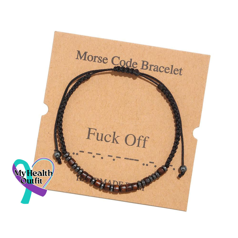 Women’s Men’s Unisex Morse Code Alphanumeric Weave Couple Bracelet Fuck Off