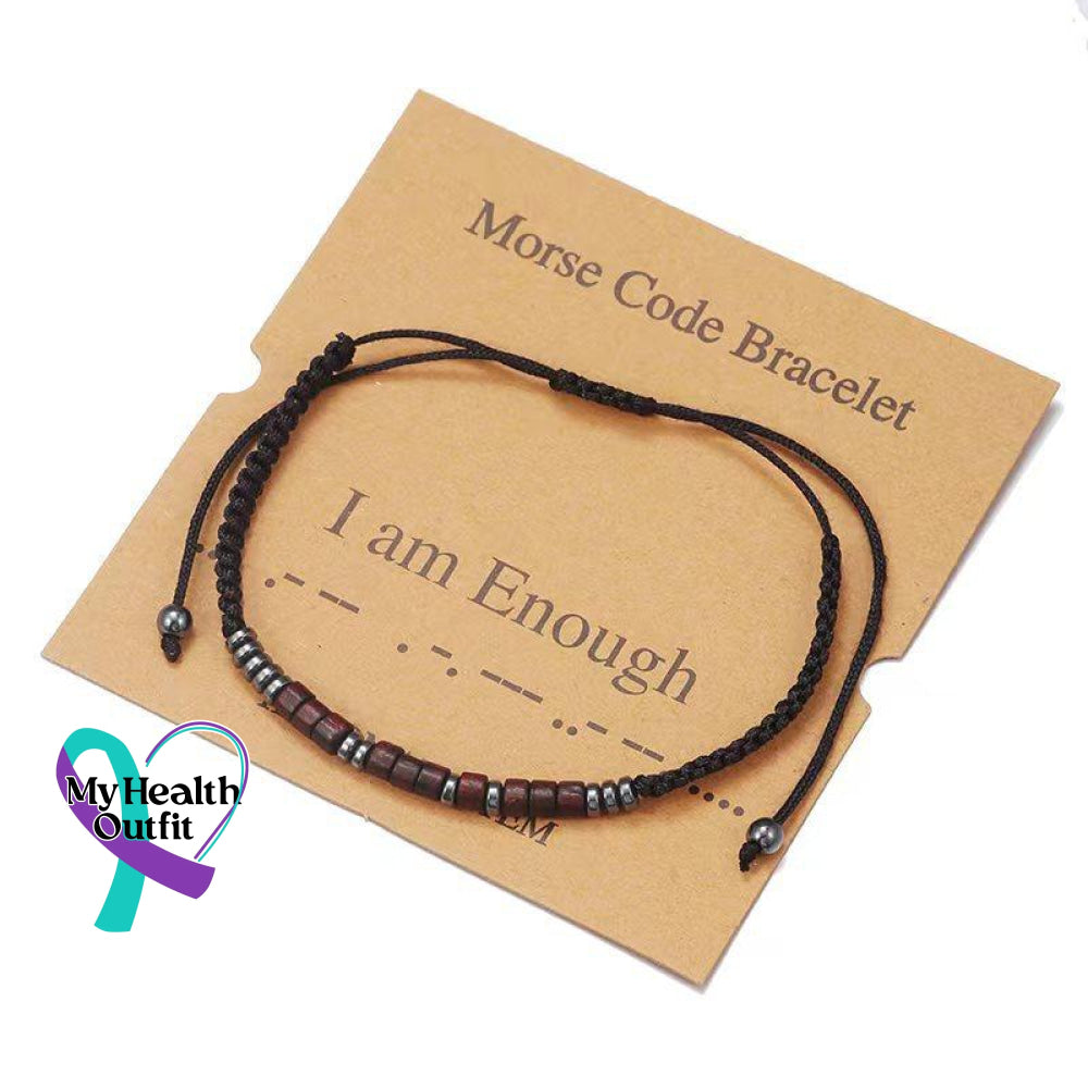 Women’s Men’s Unisex Morse Code Alphanumeric Weave Couple Bracelet I Am Enough