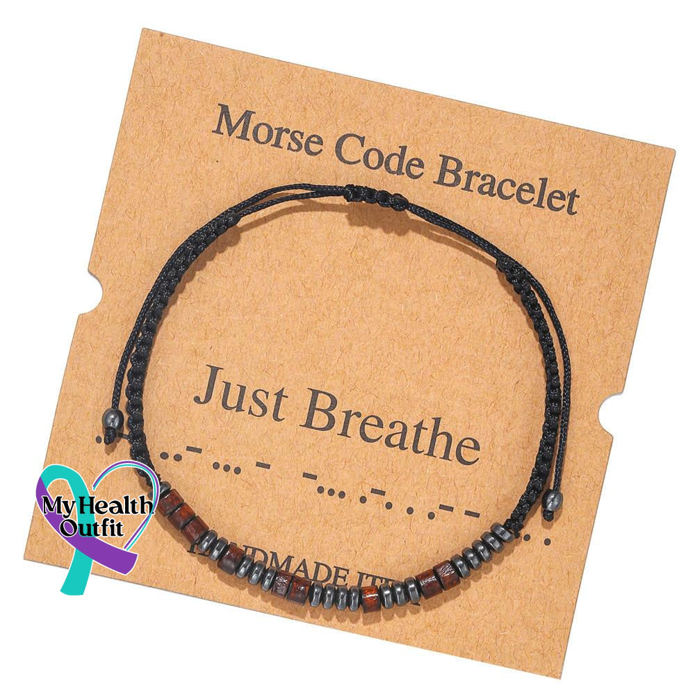 Women’s Men’s Unisex Morse Code Alphanumeric Weave Couple Bracelet Just Breathe