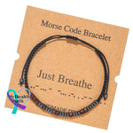 Women’s Men’s Unisex Morse Code Alphanumeric Weave Couple Bracelet Just Breathe