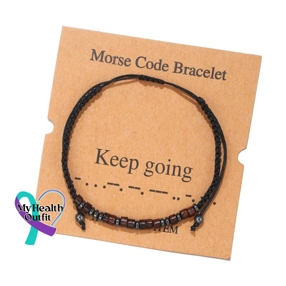 Women’s Men’s Unisex Morse Code Alphanumeric Weave Couple Bracelet Keep Go In