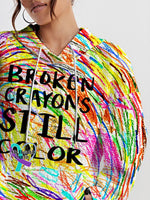 Women’s Mental Health Awareness Broken Crayons Still Color Encourage Print Casual Knit Sweatshirt