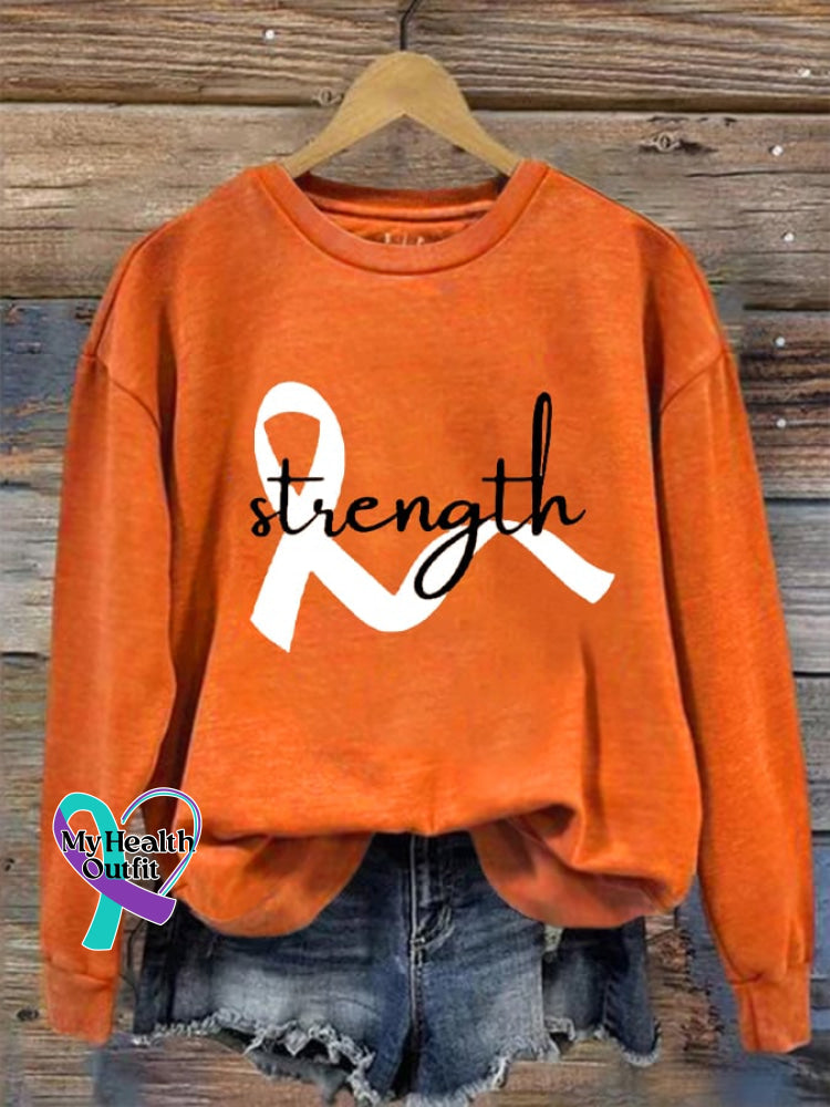 Women’s Multiple Sclerosis Awareness Orange Ribbon Printed Sweatshirt / S