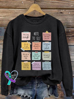 Women’s Note To Self You Are Enough Mental Health Printed Sweatshirt Black / S