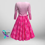 Women’s October Breast Cancer Awareness Month Long Sleeve Pink Gradient Strap Coat Cami Midi