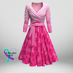 Women’s October Breast Cancer Awareness Month Long Sleeve Pink Gradient Strap Coat Cami Midi