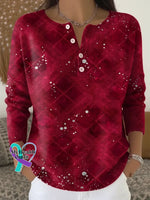 Women’s Plaid Pattern Art Print Casual Cardigan Sweater Red / S