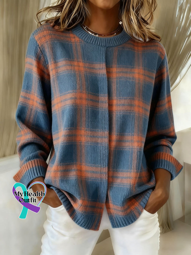 Women’s Plaid Print Casual Sweater Multicolor / S arrivals