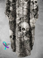 Women’s Punk Skull Art Print Long Skirt