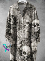 Women’s Punk Skull Art Print Long Skirt