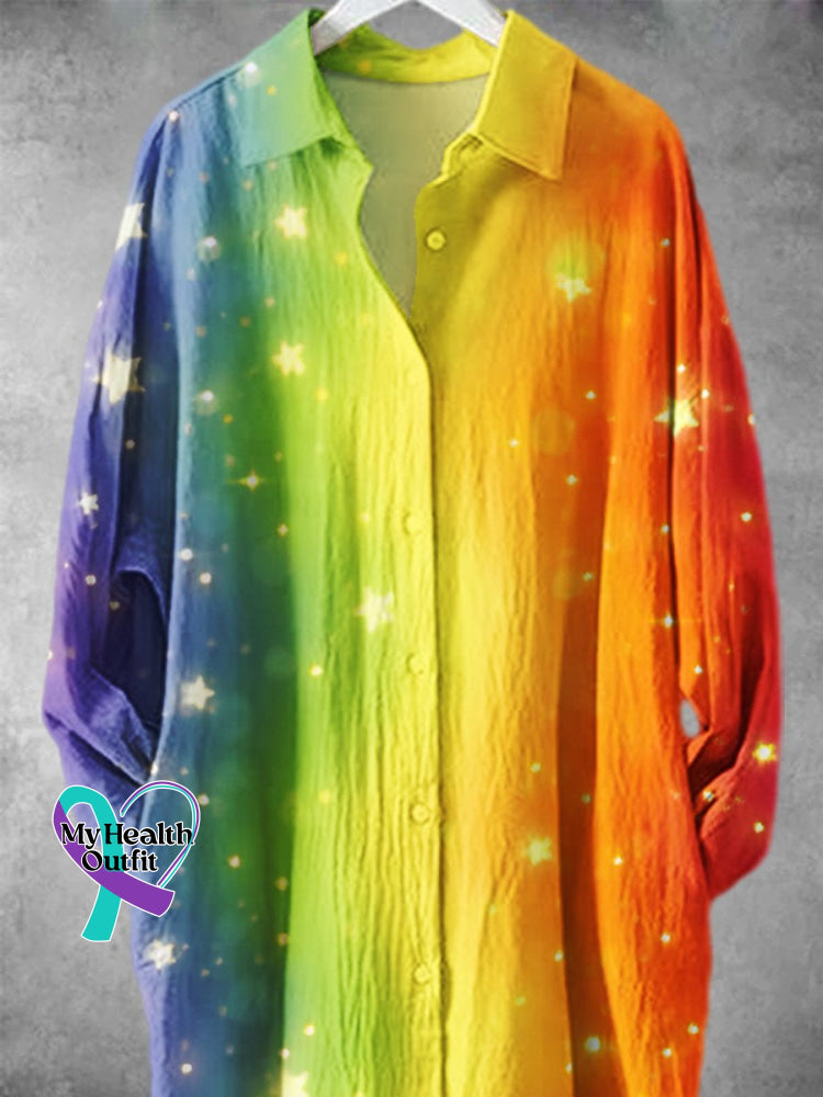 Women’s Rainbow Gradient Art Print Long Skirt
