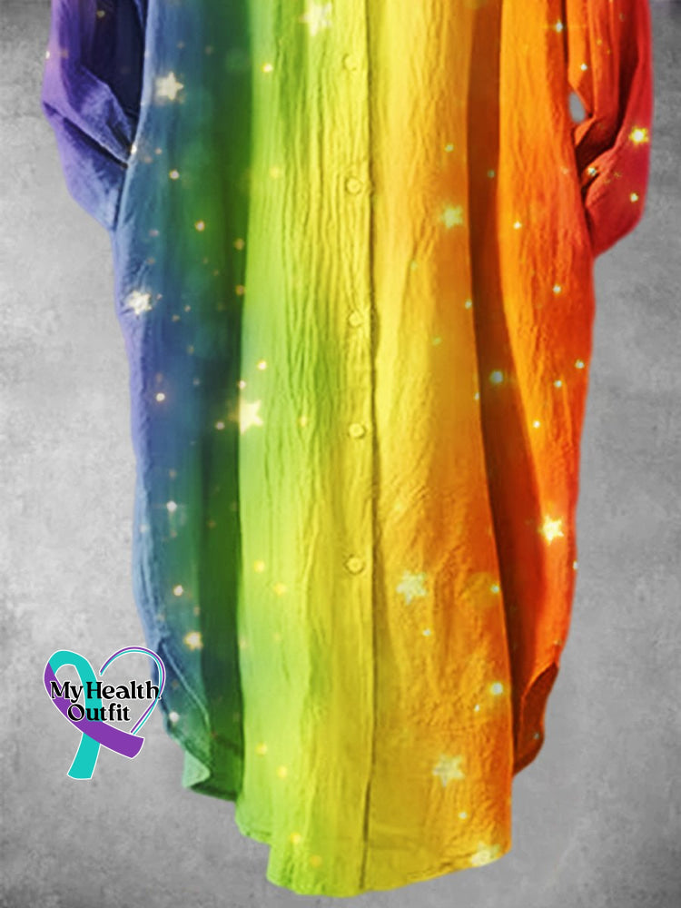 Women’s Rainbow Gradient Art Print Long Skirt