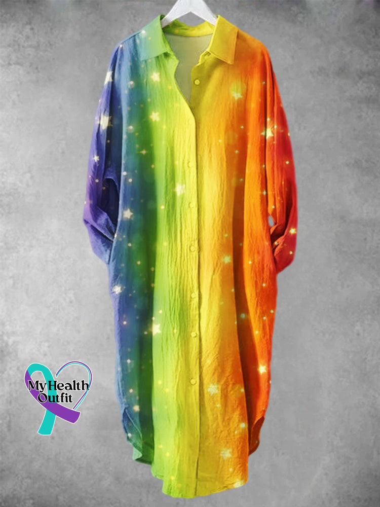 Women’s Rainbow Gradient Art Print Long Skirt Muilticolor / S