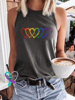 Women’s Rainbow Heart Printed Tank Top Dark Grey / S