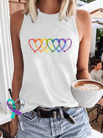 Women’s Rainbow Heart Printed Tank Top White / S